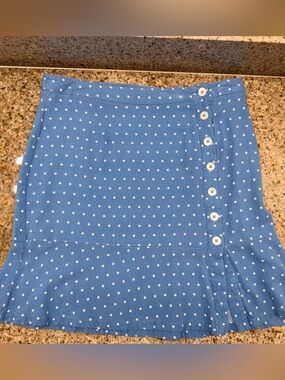 Idyllwind Blue Polka Dot Button-Front Skirt